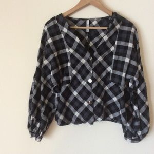 Zara TRF Collection Cropped Flannel Shirt M